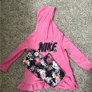 Nike Pink Hoodie with Floral Leggings